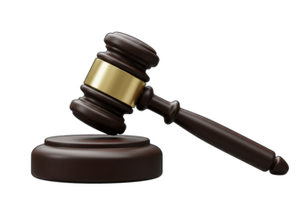 Isolated Dark Wood and Gold Gavel