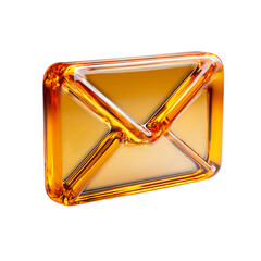 3D rendering of an orange email icon isolated on a transparent background, in a clipart style with a white or gray background color