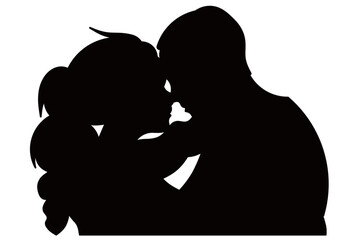 silhouette of a couple isolated on white background 