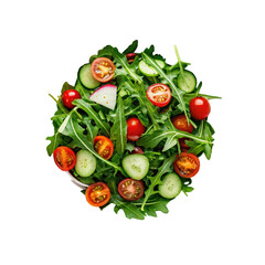 fresh arugula salad on transparent background