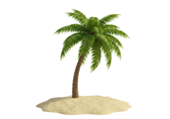Isolated Palm Tree on Sand Island Symbolizing Tropical Vacation