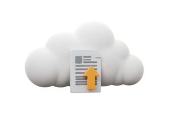Isolated Cloud with Uploaded Document Signifying Data Transfer