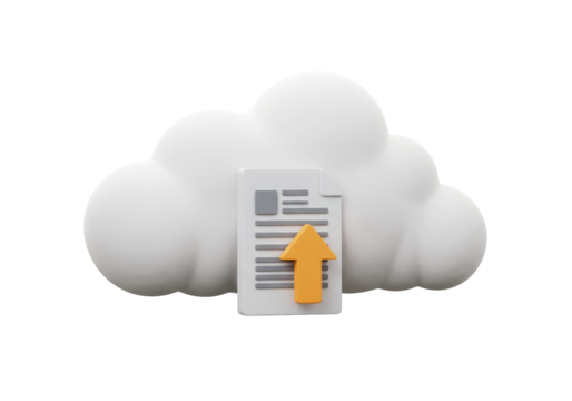Isolated Cloud with Uploaded Document Signifying Data Transfer