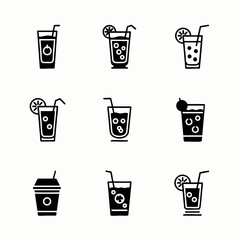 Collection of various beverage icons vector set