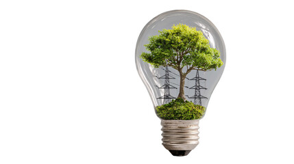 Tree inside lightbulb with powerlines

