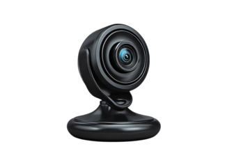 Sleek black webcam modern technology high definition video conferencing. Isolated On Transparent Background