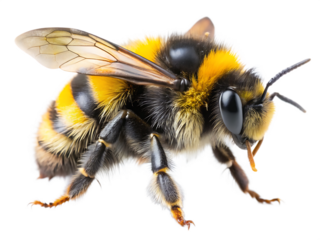 bumblebee collecting pollen with wings slightly isolated on white background PNG ,AI GENERATED