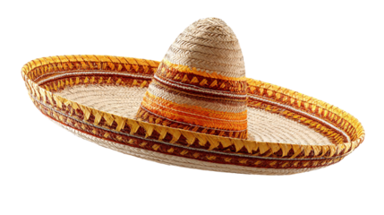 Tan sombrero with triangle pattern isolated
