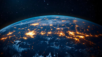 Fototapeta premium Earth at night with city lights visible