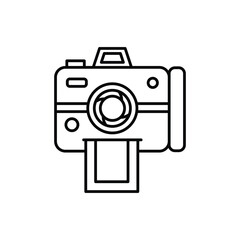 Polaroid camera, instant photo icon vector illustration, retro outline, creative digital gadget