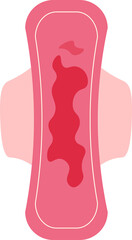 Hand-Drawn Stained of Menstrual  Blood on Sanitary Pad Illustration – Feminine Menstrual Theme in Pink and Maroon