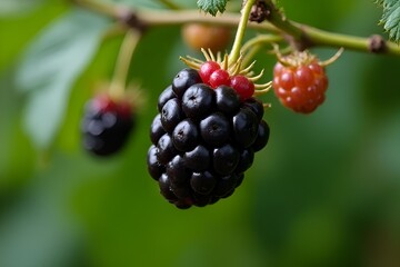 the blackberries on the branch