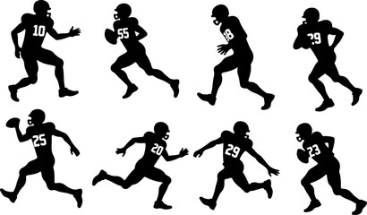 American Football Player Silhouette with Ball" sports, player,  vector bundle