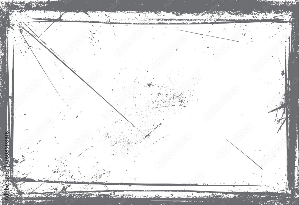 Poster abstract rectangular grunge texture border. light distress scratch frame effect. minimal white backg