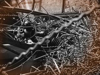 Blurred motion of Steel scrap from used in junk,prepare for recycle.