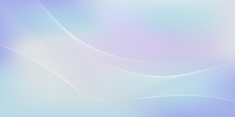 White wavy lines abstract background - smooth curved stripes, dynamic swooshes. Futuristic minimalist graphic design. Light pastel purple color, elegant silk fabric texture for web banner, poster.