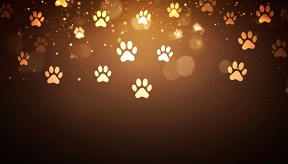 Golden paw prints on dark background