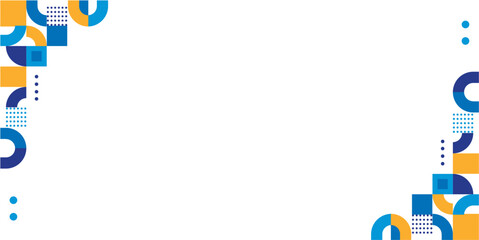 Abstract geometric background with modern shapes. Blue and orange corner frame design for presentations, banners, and digital media.