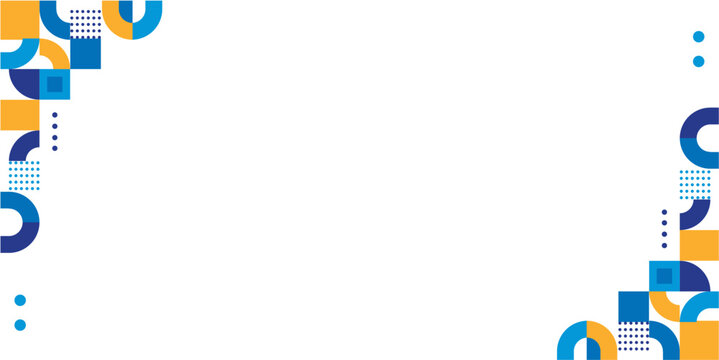 Abstract geometric background with modern shapes. Blue and orange corner frame design for presentations, banners, and digital media.