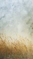 Soft watercolor pastel wallpaper design featuring dry grass in fog, creating a serene and natural atmosphere for interior walls with delicate aquarelle texture and muted tones.