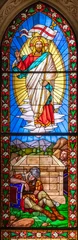Fototapete Rund Prato -  The Resurrection in the stained glass of Cathedral by unknown artist from 19. cent. © Renáta Sedmáková