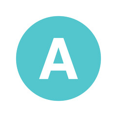Illustration of Teal Circle with White Capital A: Simple Icon, Letter A, Circular Design Element vector