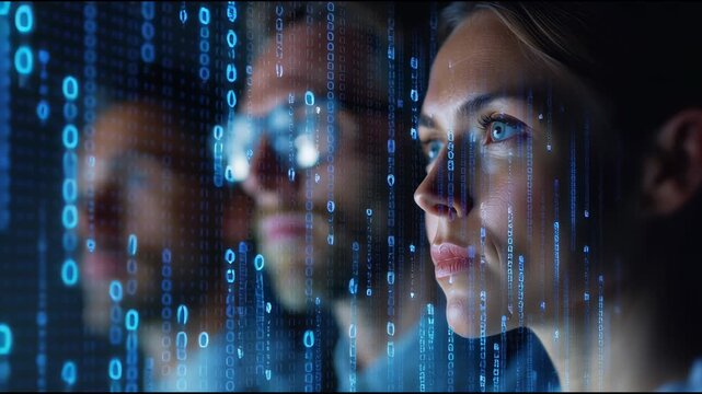 Digital Frontier: Captivating image of professionals analyzing digital information. They represent the forefront of data analysis.