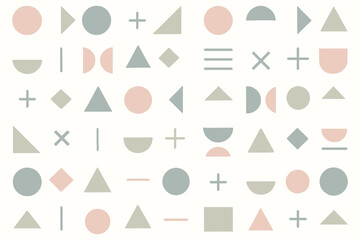 Soft pastel geometric shapes pattern background simple abstract design