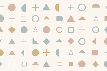 Soft pastel geometric shapes pattern background minimalist design