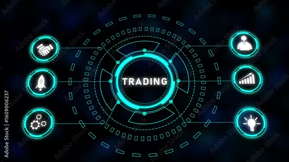 Poster futuristic teal hud interface technology abstract background seamless loop animation digital. futuri