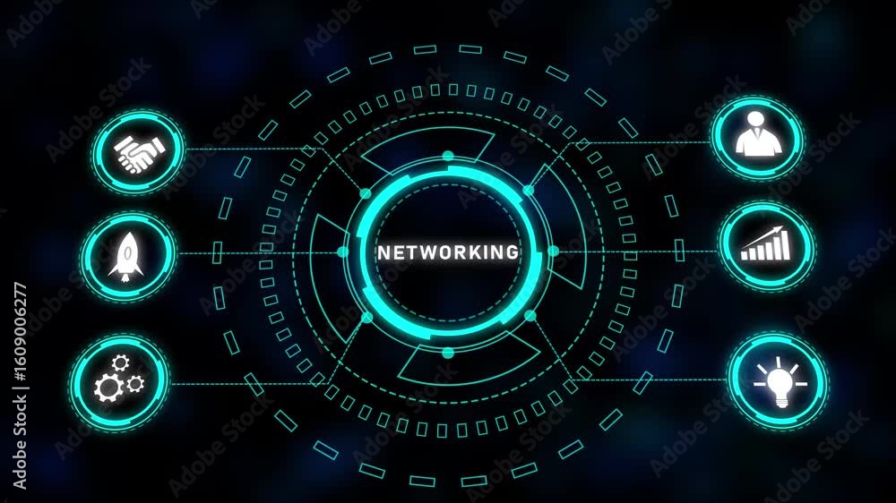 Poster futuristic teal hud interface technology abstract background seamless loop animation digital. futuri