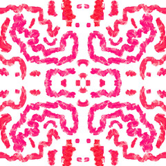 seamless pattern with pink hearts Hand-painted Abstract Symmetrical Pattern in Pink and Red Tones