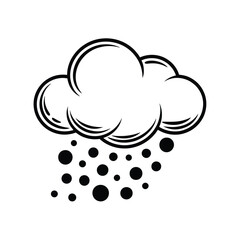 Cloud with hail icon vector illustration in black and white