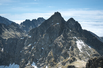 Slovak Tatra Mountains, high peaks above the clouds.

