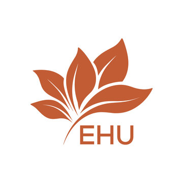 EHU Elegant Minimal Leaf Logo Design, EHU Later Logo, Botanical Nature Logo with Text, Clean Botanical Logo Design, Natural Organic Leaf Badge
