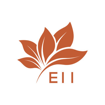 EII Elegant Minimal Leaf Logo Design, EII Later Logo, Botanical Nature Logo with Text, Clean Botanical Logo Design, Natural Organic Leaf Badge
