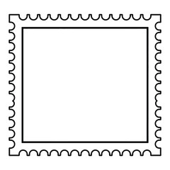 Simple black and white postage stamp outline vector illustration