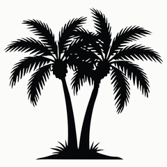 Obraz premium Tropical palm tree silhouettes on a beach evoke summer travel and nature