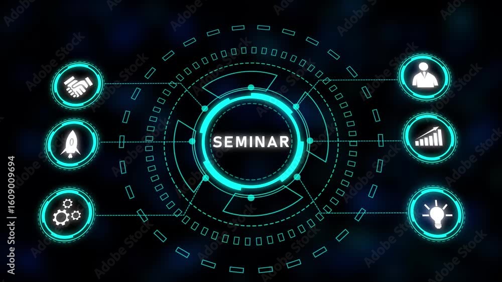 Poster futuristic teal hud interface abstract technology background seamless loop animation digital. futuri