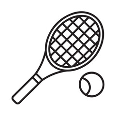 Tennis Racket and Ball Silhouette Icon – Sports Equipment Vector