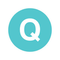 Illustration of Teal Circle with White Capital Q Letter: Minimalist Logo Design Element vector