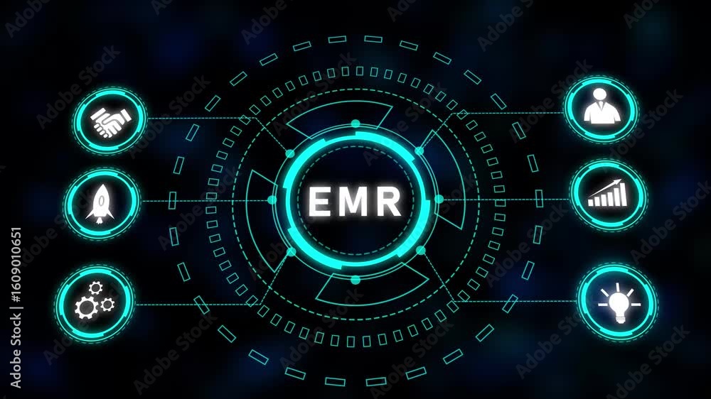 Poster futuristic teal hud interface abstract technology background digital circle neon glowing lines. teal