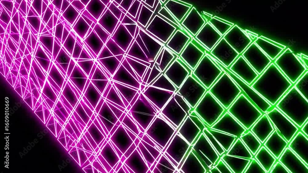 Poster an artistic representation of a neon structure, glowing with vibrant colors and intricate patterns. 