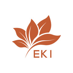 EKI Elegant Minimal Leaf Logo Design, EKI Later Logo, Botanical Nature Logo with Text, Clean Botanical Logo Design, Natural Organic Leaf Badge
