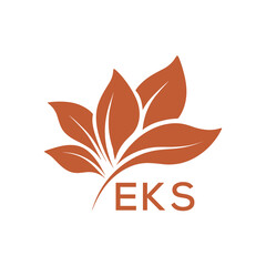 EKS Elegant Minimal Leaf Logo Design, EKS Later Logo, Botanical Nature Logo with Text, Clean Botanical Logo Design, Natural Organic Leaf Badge
