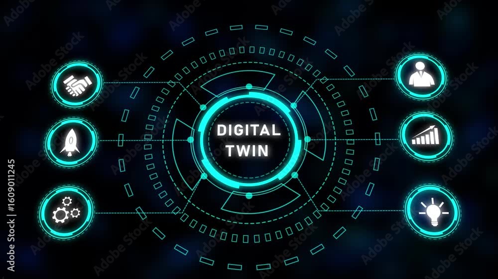 Poster futuristic teal hud interface abstract technology background seamless loop animation digital. teal f