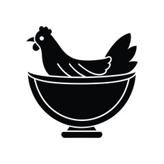 Minimal a bowl farm fresh chicken icon vector illustration