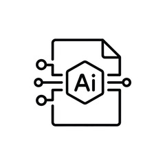 Artificial Intelligence File Icon with Circuit Connections in Outline Style