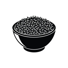 Flat and Minimal a bowl filled with rice grains icon vector illustration 