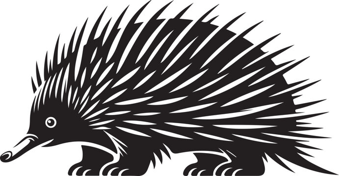 Echidna Silhouette Vector Illustration of Spiny Anteater Australian Animal